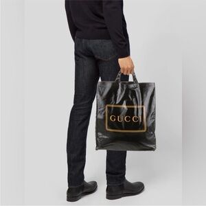 GUCCI MONTECARLO LOGO PRINT SHOPPING TOTE